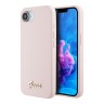 Guess для iPhone 16e чехол Liquid silicone Gold metal logo Pink (MagSafe)