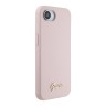 Guess для iPhone 16e чехол Liquid silicone Gold metal logo Pink (MagSafe)