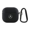 Mercedes для Airpods 4 чехол Genuine leather with metal logo Black