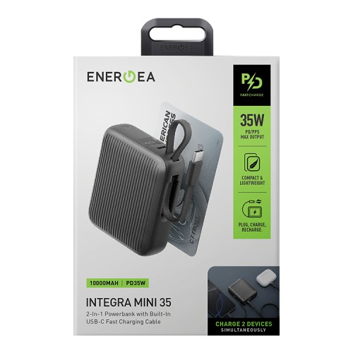 Energea внешний аккумулятор Integra Mini 35, 10000 USB-C+A + кабель USB-C Total 35W Display Gumental