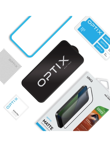 Uniq стекло для iPhone Air OPTIX Matte Anti-Dust filter Black (+installer)