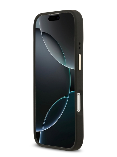 Guess для iPhone 17 чехол PU Grained 4G Diamond metal logo Gold camera Hard Black (MagSafe)
