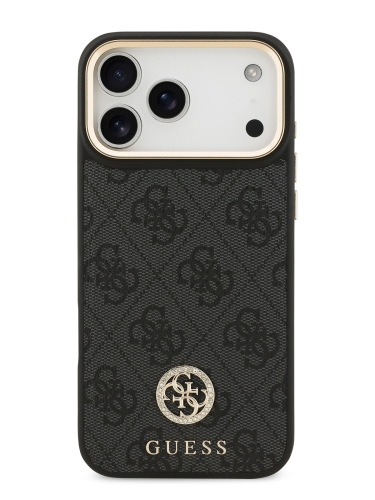 Guess для iPhone 17 Pro Max чехол PU 4G Diamond metal logo Gold camera Hard Black (MagSafe)