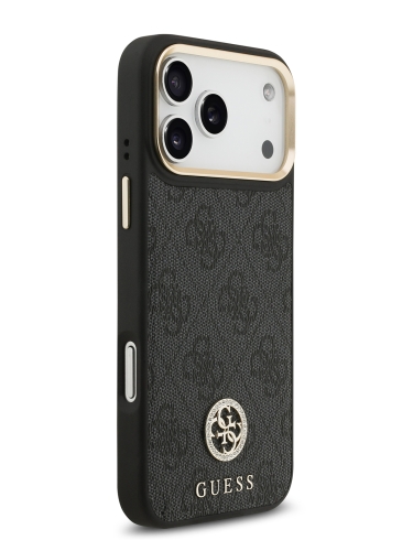 Guess для iPhone 17 Pro Max чехол PU 4G Diamond metal logo Gold camera Hard Black (MagSafe)