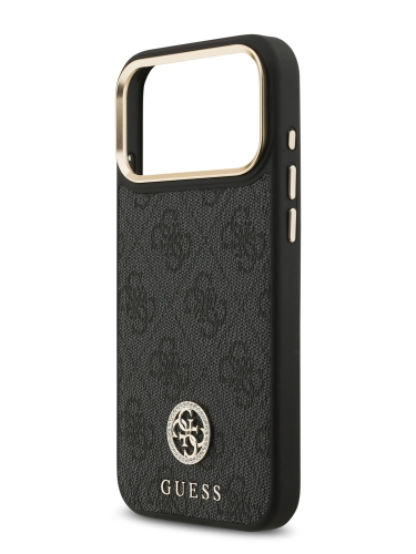 Guess для iPhone 17 Pro Max чехол PU 4G Diamond metal logo Gold camera Hard Black (MagSafe)