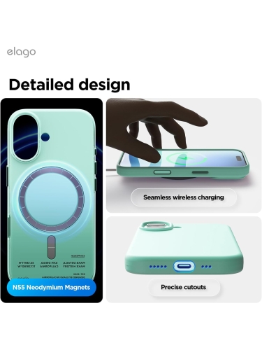 Elago для iPhone 17 чехол Magnetic Silicone Aqua Sky (MagSafe)