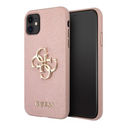 Чехол Guess PU Saffiano 4G Big metal logo Hard для iPhone 11, розовый