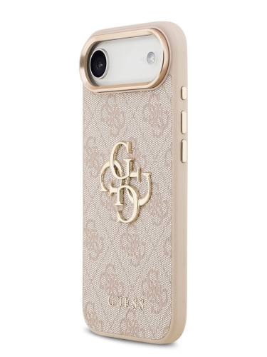 Guess для iPhone Air чехол PU 4G Big metal logo Gold camera Hard Pink
