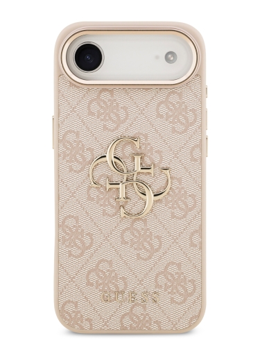 Guess для iPhone Air чехол PU 4G Big metal logo Gold camera Hard Pink