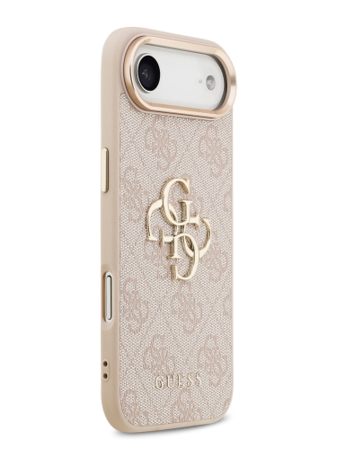 Guess для iPhone Air чехол PU 4G Big metal logo Gold camera Hard Pink