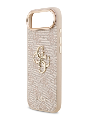 Guess для iPhone Air чехол PU 4G Big metal logo Gold camera Hard Pink