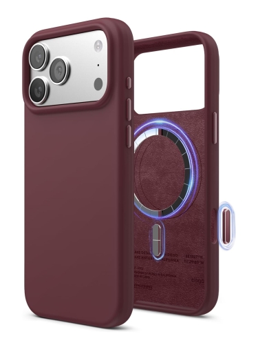 Elago для iPhone 17 Pro Max чехол Magnetic Silicone Burgundy (MagSafe)