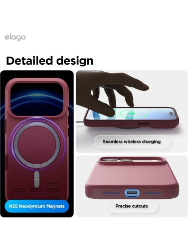 Elago для iPhone 17 Pro Max чехол Magnetic Silicone Burgundy (MagSafe)