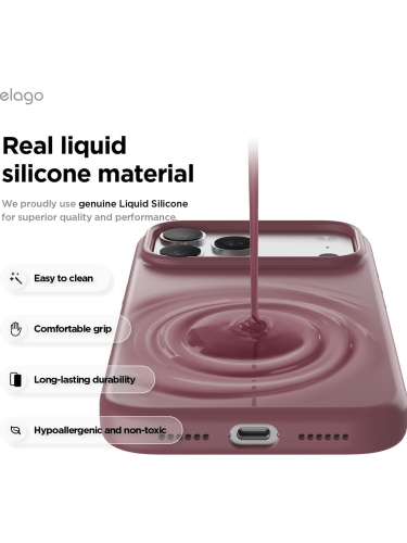 Elago для iPhone 17 Pro Max чехол Magnetic Silicone Burgundy (MagSafe)