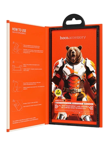 HOCO стекло для iPhone 17 Pro Max, Bear Shield series Corning full screen HD tempered glass Black