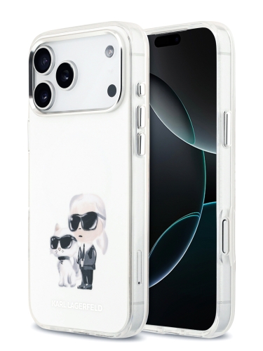 Karl Lagerfeld для iPhone 17 Pro Max чехол IML Aquarelle Karl & Choup Metal cam Hard White (MagSafe)