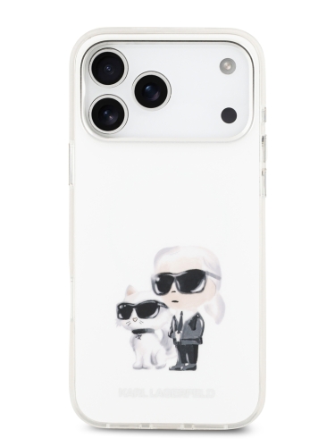 Karl Lagerfeld для iPhone 17 Pro Max чехол IML Aquarelle Karl & Choup Metal cam Hard White (MagSafe)