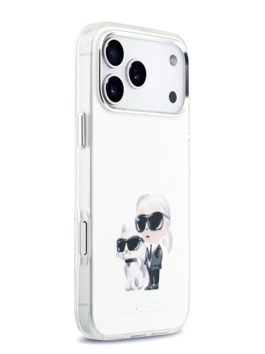 Karl Lagerfeld для iPhone 17 Pro Max чехол IML Aquarelle Karl & Choup Metal cam Hard White (MagSafe)