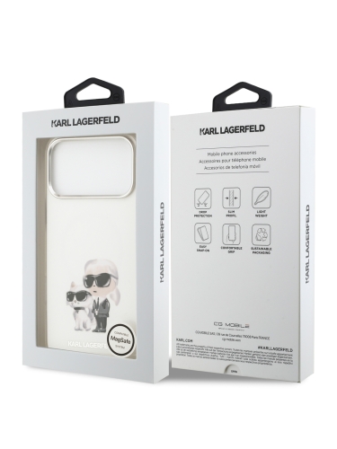 Karl Lagerfeld для iPhone 17 Pro Max чехол IML Aquarelle Karl & Choup Metal cam Hard White (MagSafe)