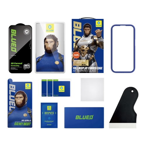 BlueO стекло для iPhone Air, 3D AR Curved Hot Bending Self-Adhensive Black (+inst)