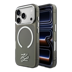 Karl Lagerfeld для iPhone 17 Pro Max чехол IML Initials Metal logo &amp; Camera Hard Black (MagSafe)