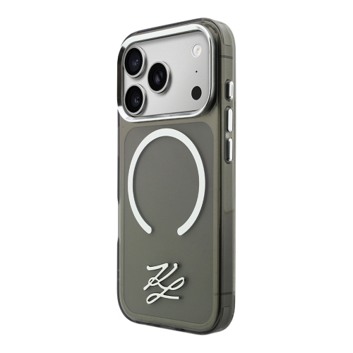 Karl Lagerfeld для iPhone 17 Pro Max чехол IML Initials Metal logo & Camera прозрачный/черный (MagSafe)