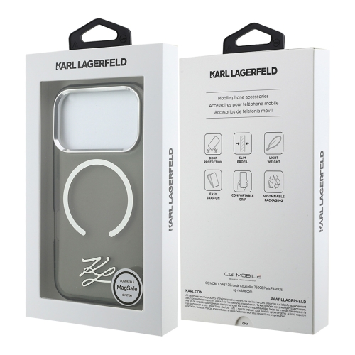 Karl Lagerfeld для iPhone 17 Pro Max чехол IML Initials Metal logo & Camera прозрачный/черный (MagSafe)