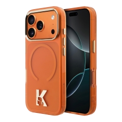 Karl Lagerfeld для iPhone 17 Pro чехол IML K HEAD Metal logo &amp; Camera Hard Orange (MagSafe)