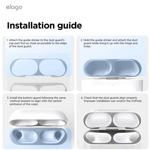 Elago для Airpods Pro 3 защитная пластина для кейса Dust Guard Dark Grey (2 шт)