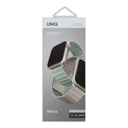 Ремешок Uniq Revix reversible Magnetic для Apple Watch 42-41-40 mm, зеленый/бежевый