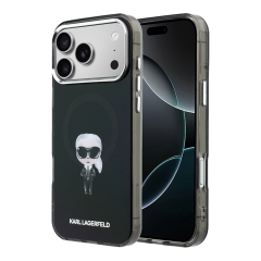Karl Lagerfeld для iPhone 17 Pro Max чехол IML Aquarelle Karl Ikonik Metal cam Hard Black (MagSafe)