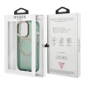 Чехол Guess Metal outline Hard Translucent для iPhone 13 Pro, зеленый/золотой (MagSafe)