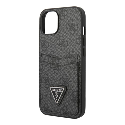 Чехол Guess PU 4G Double cardslot Metal triangle logo Hard для iPhone 13, черный