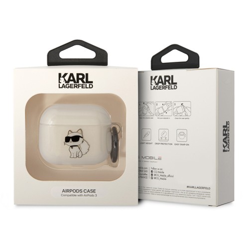 Чехол Lagerfeld TPU with ring NFT Choupette для Airpods 3 (2021), прозрачный