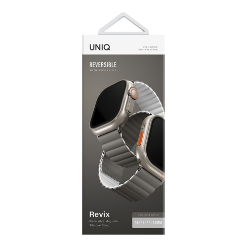 Ремешок Uniq Revix reversible Magnetic для Apple Watch 49-46-45-44 mm, серый/белый