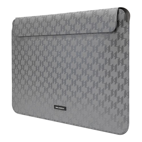 Чехол-папка Lagerfeld Saffiano Sleeve Monogram для Macbook 13"/14", серебристый