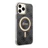 Чехол Guess 4G Hard для iPhone 13 Pro, черный/золотой (MagSafe)