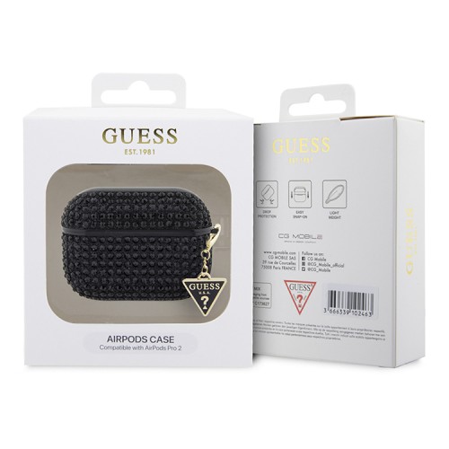 Чехол Guess Diamond Rhinestone with Triangle charm для Airpods Pro 2, черный
