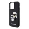 Lagerfeld для iPhone 15 Pro чехол 3D Rubber Karl & Choupette Hard Black