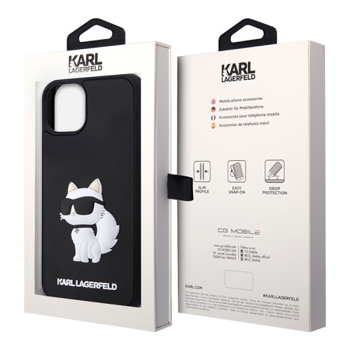 Karl Lagerfeld для iPhone 13 чехол 3D Rubber NFT Choupette Hard Black