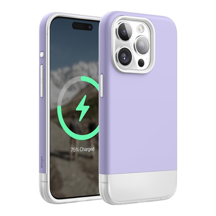 Elago для iPhone 15 Pro Max чехол GLIDE (tpu+pc) Clear/Purple (MagSafe)