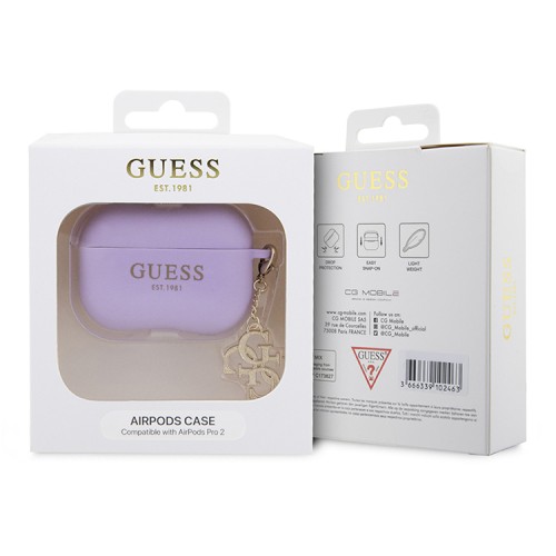 Guess для Airpods Pro 2 чехол Liquid silicone with 4G Diamond charm Purple