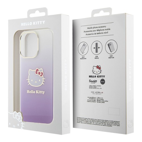 Hello Kitty для iPhone 15 Pro чехол PC/TPU Kitty Head Hard Gradient Purple