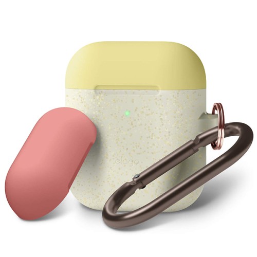 Чехол Elago Hang DUO case для AirPods, Nightglow Pearl с крышками Yellow и Italian Rose