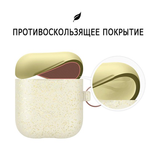 Чехол Elago Hang DUO case для AirPods, Nightglow Pearl с крышками Yellow и Italian Rose