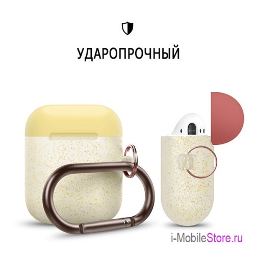 Чехол Elago Hang DUO case для AirPods, Nightglow Pearl с крышками Yellow и Italian Rose