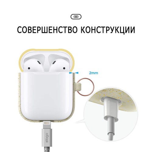 Чехол Elago Hang DUO case для AirPods, Nightglow Pearl с крышками Yellow и Italian Rose