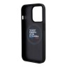 BMW для iPhone 15 Pro чехол M-Collection PU Carbon with blue line Hard Black (MagSafe)