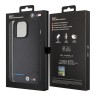 BMW для iPhone 15 Pro чехол M-Collection PU Carbon with blue line Hard Black (MagSafe)