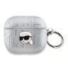 Karl Lagerfeld для Airpods 3 чехол PU Saffiano Monogram with ring NFT Metal Head Karl Silver